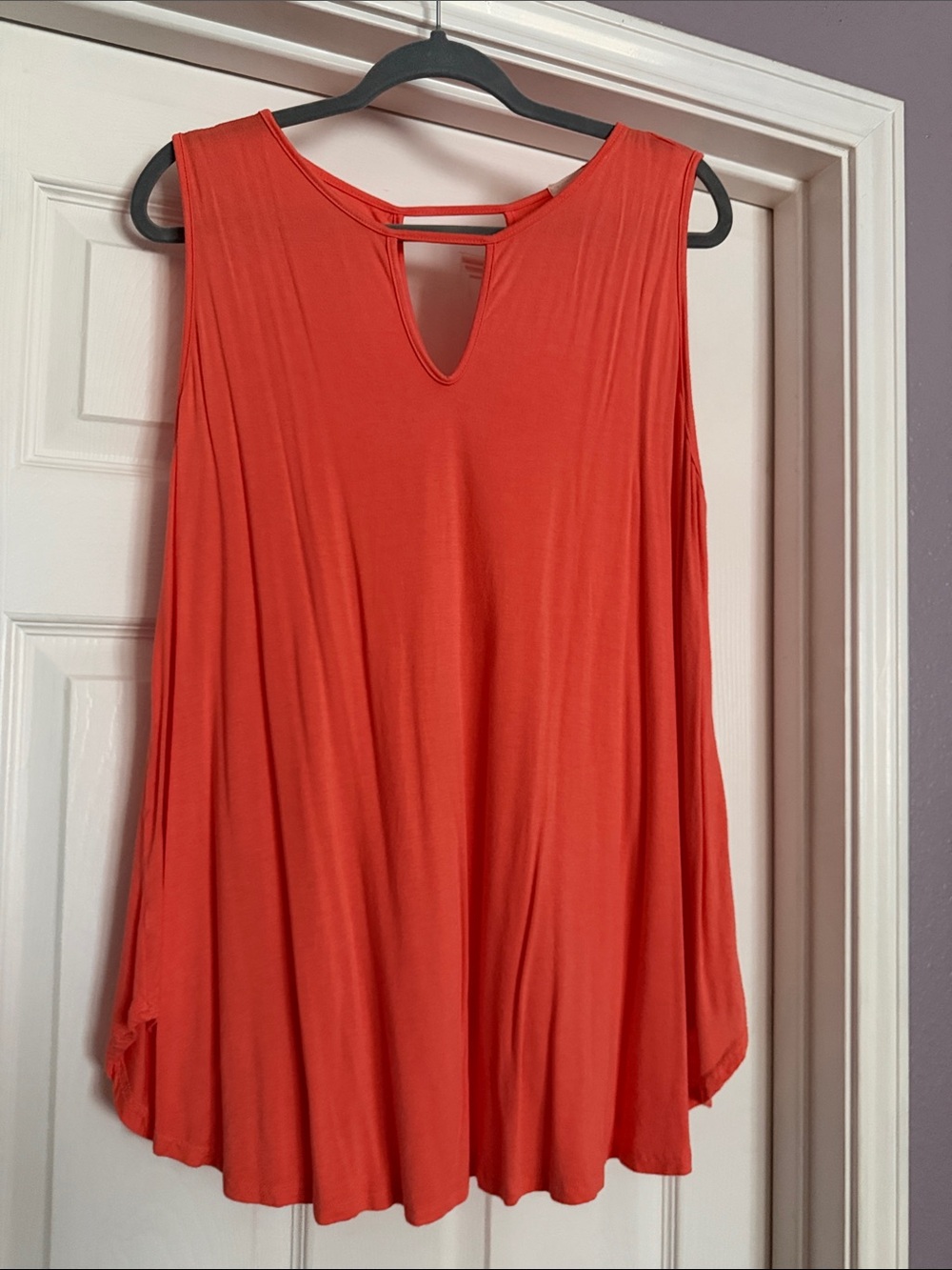 Sleeveless Orange Keyhole Swing Tank Top
